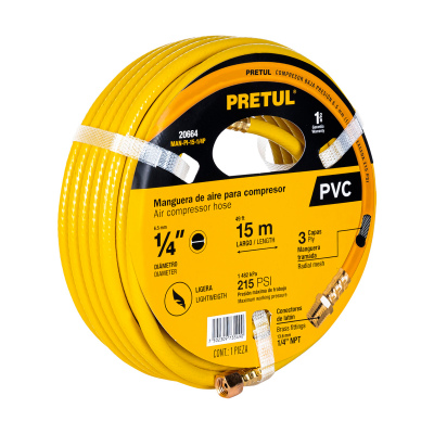Manguera para compresor, de PVC, 15m x 1/4", Pretul