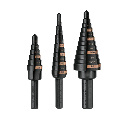 Juego de 3 brocas escalonadas de óxido negro, Truper