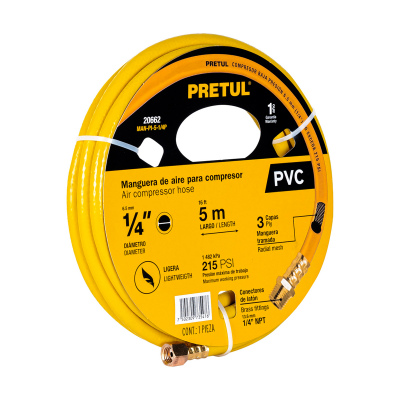 Manguera para compresor, de PVC, 5m x 1/4", Pretul
