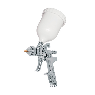 Pistola p/pintar gravedad HVLP vaso plástico, 1.7 mm, Truper