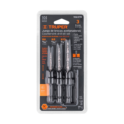 Juego de 3 brocas avellanadoras, Truper