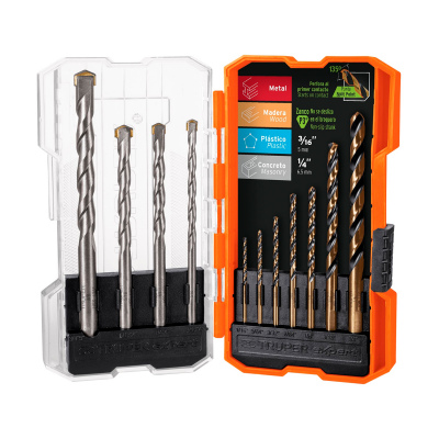 Juego de 11 brocas para metal y concreto en estuche, Truper
