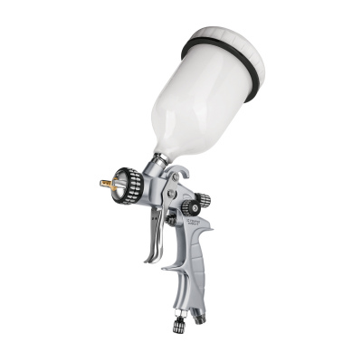 Pistola p/pintar gravedad HVLP vaso plástico, 1.4 mm, Truper Expert
